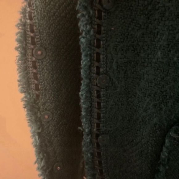 Dialogue Tweed Teal Frayed Wool Blend Blazer size 12 - Picture 8 of 14